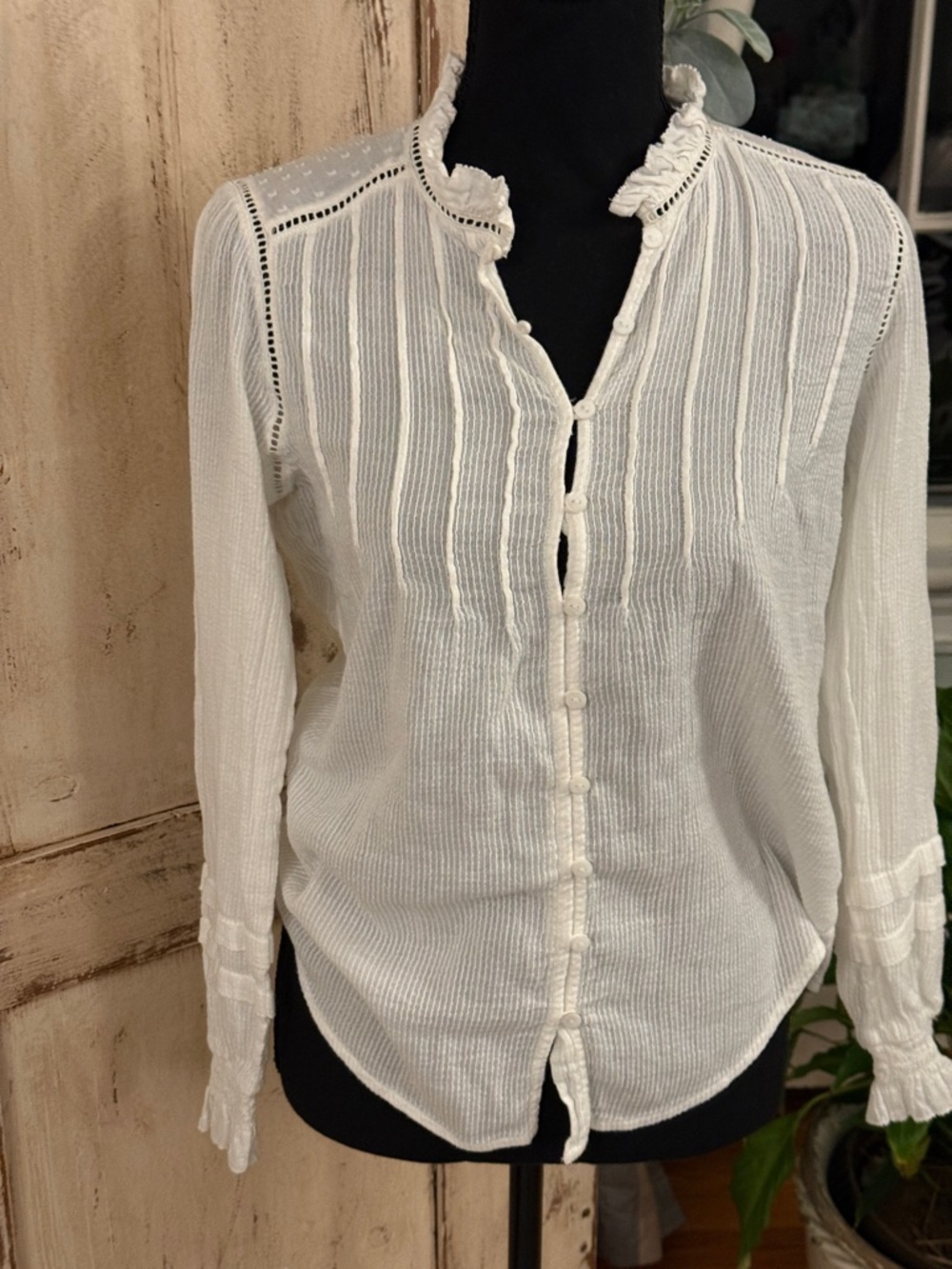 Faherty Willa Top. Organic cotton. White. XS. Peasant, romantic